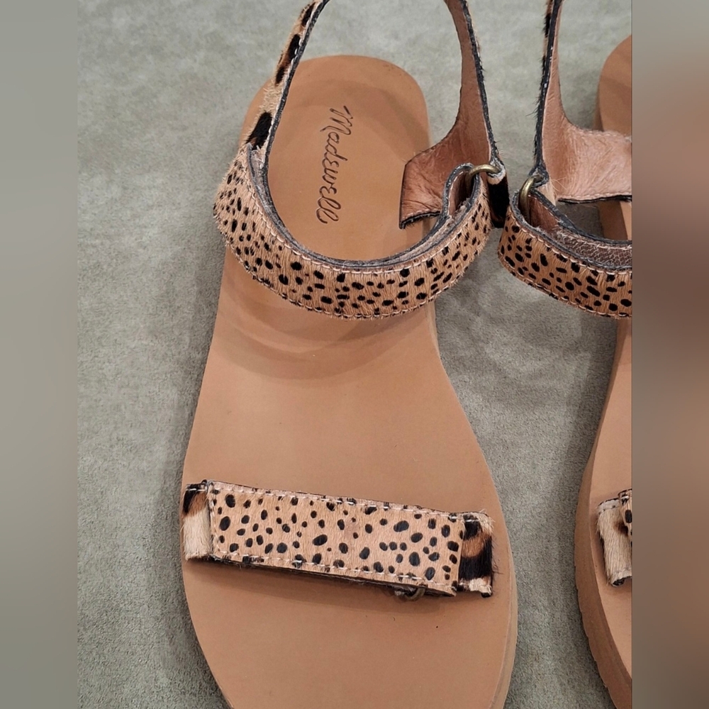 Madewell "THE MAGGIE SPOT MIX CALF HAIR Amber Dune Multi Sandal - Picture 4 of 6